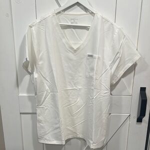 Jaanuu White Short Sleeve scrub top